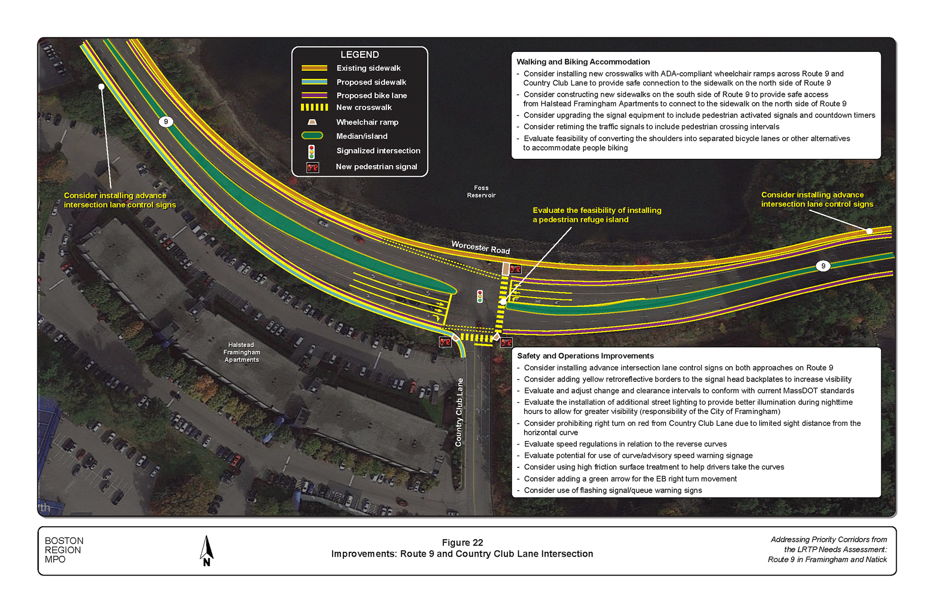 Figure 22 is an aerial photo showing the intersection of Route 9 and Country Club Lane and the improvements